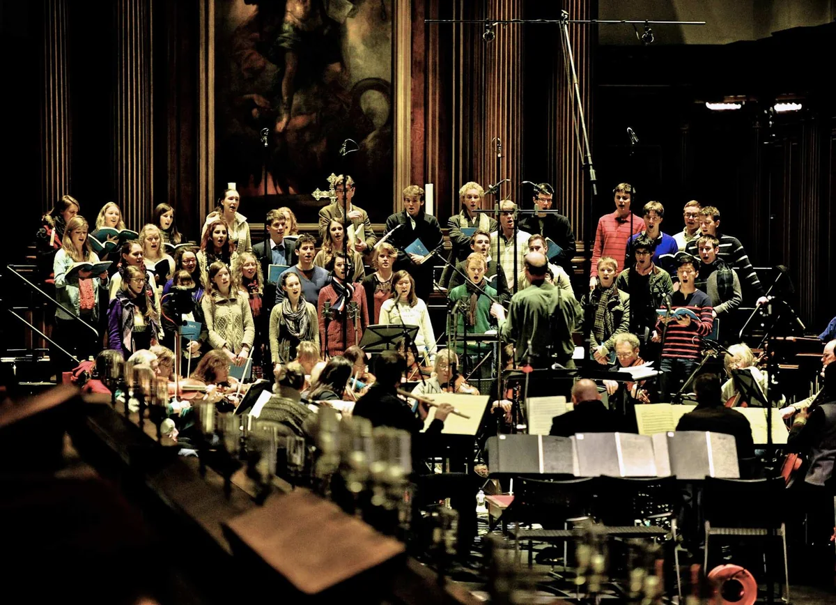 Christmas Oratorio recording session, Trinity College Chapel (January 2013). From Stephen Layton's project Bach: Christmas Oratorio
