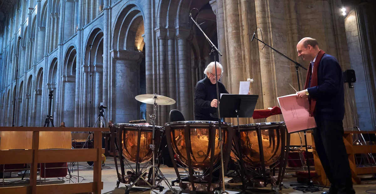 Stephen Layton with percussionist Robert Howes