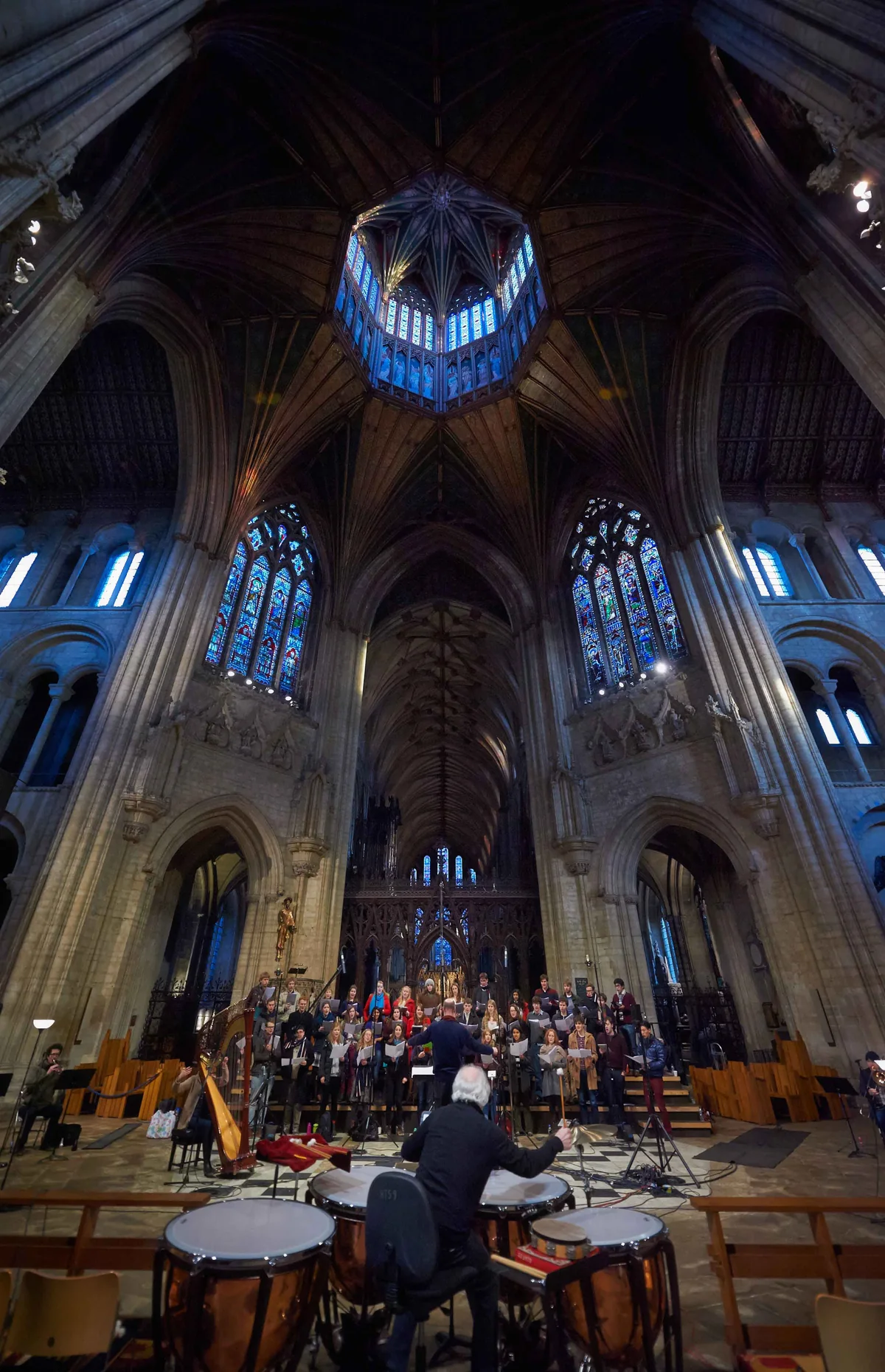 Recording under Ely Cathedral's Octagon. From Stephen Layton's project Ēriks Ešenvalds